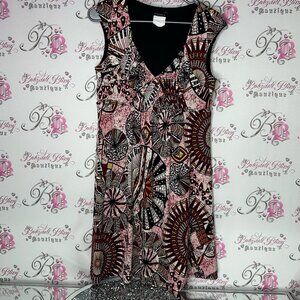 Clientele dress boho Aztec Pink red white Black Patterned Sleeveless Dress